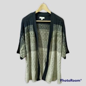 COPY - Blue and cream open front short sleeve cardigan Kim Rogers